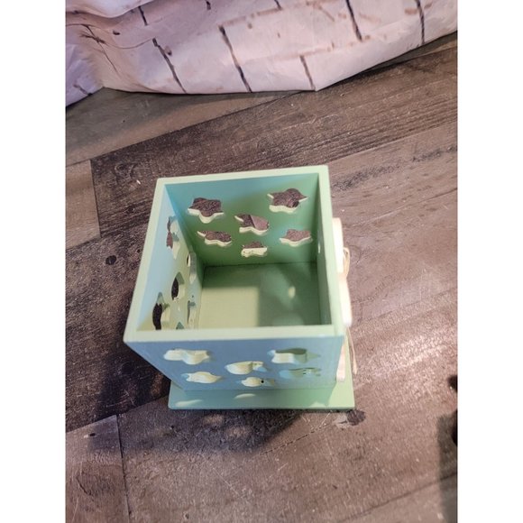 Wooden Green rabbit easter bunny tea light‎ box Decor spring - Picture 6 of 7